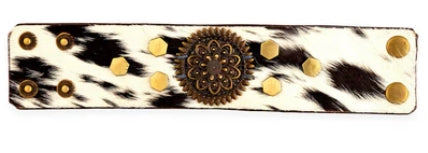 Brandianna Hair-On Hide Cuff Bracelet In Dark | Myra Bag