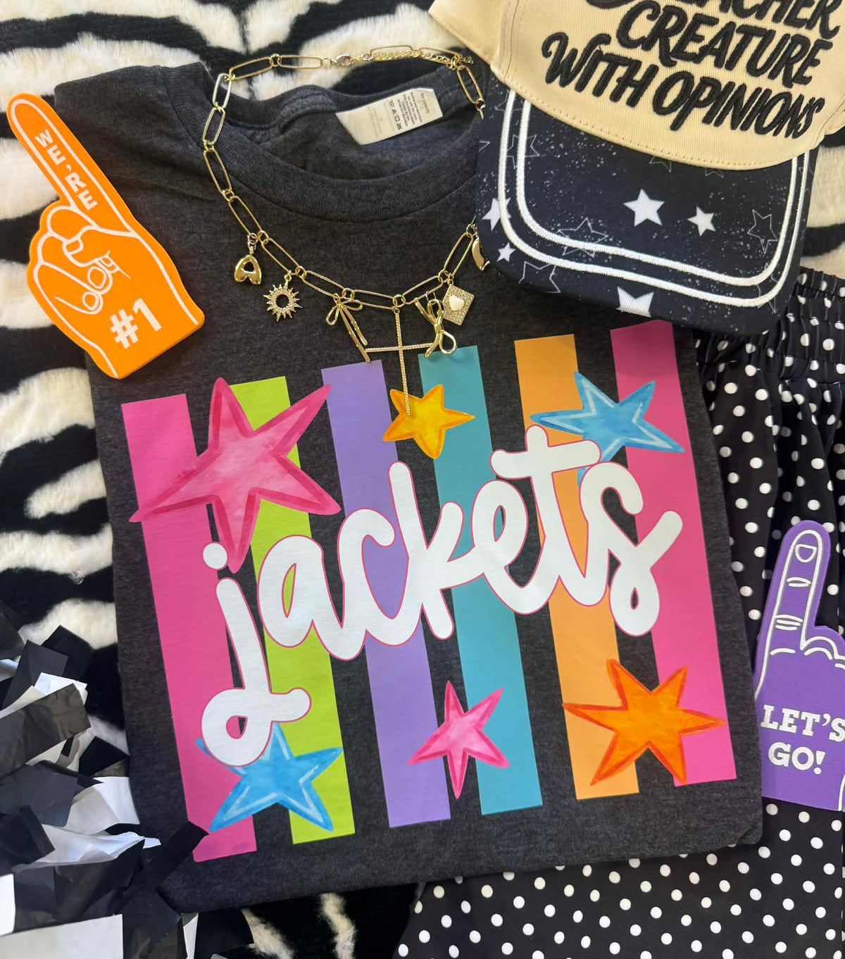 JACKETS NEON RAINBOW STARS TEE