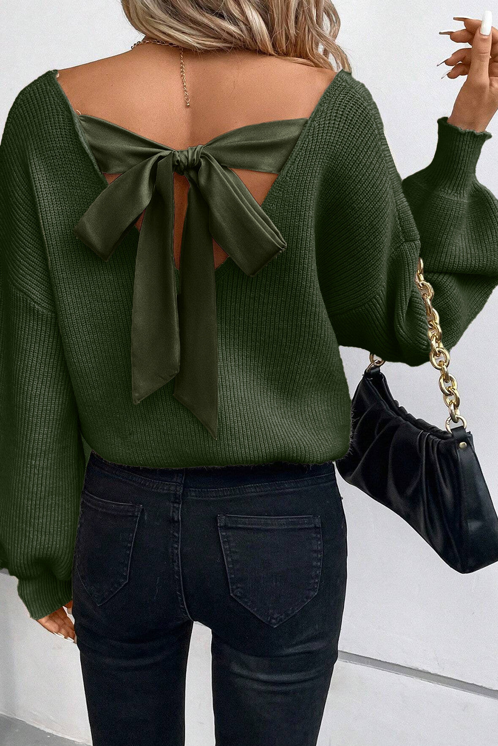 Lantern Knot Back Sweater *Multiple Colors*