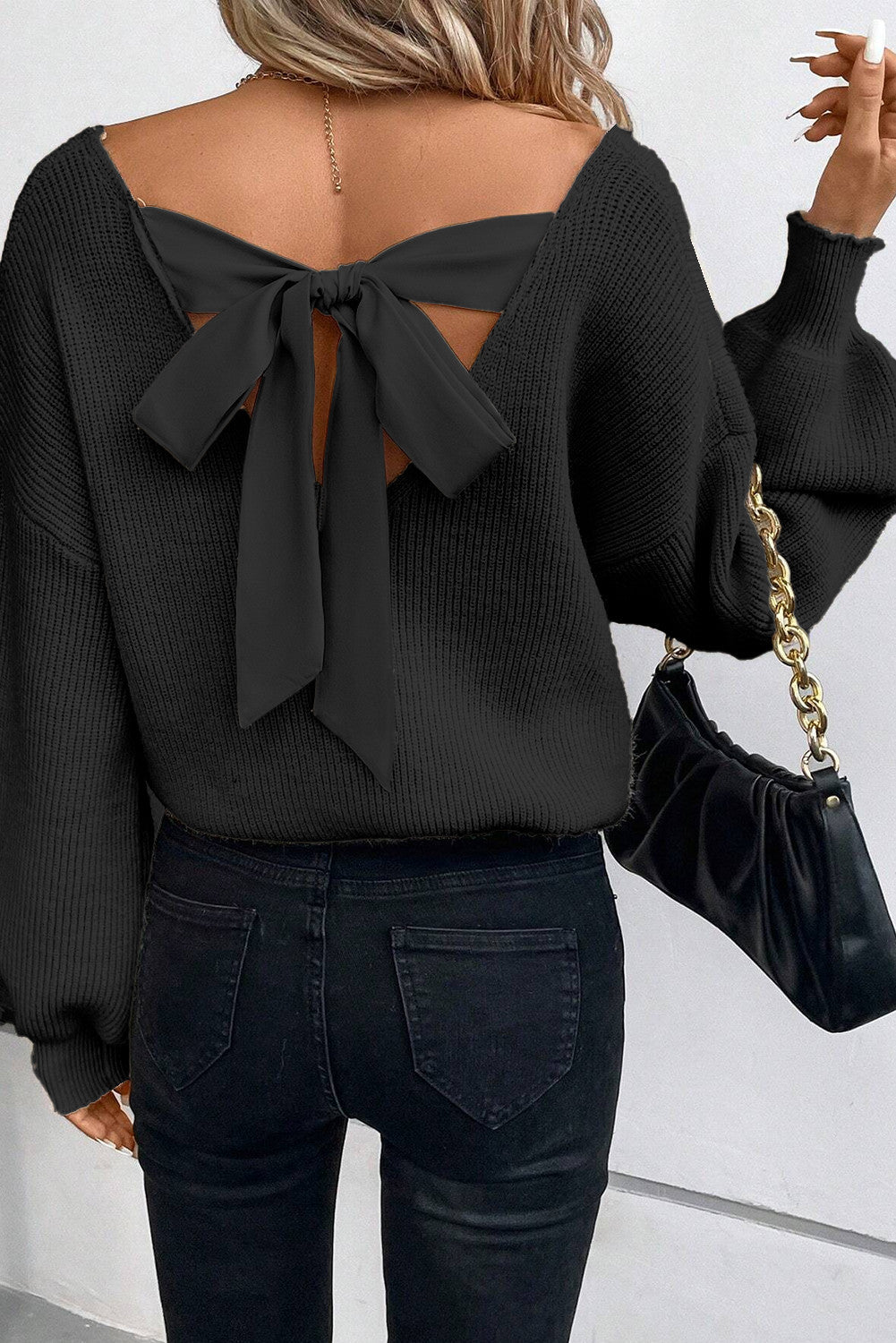 Lantern Knot Back Sweater *Multiple Colors*