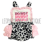 Howdy cow ruffle Romper