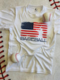 Red & Blue Baseball Flag Dri Fit Tee
