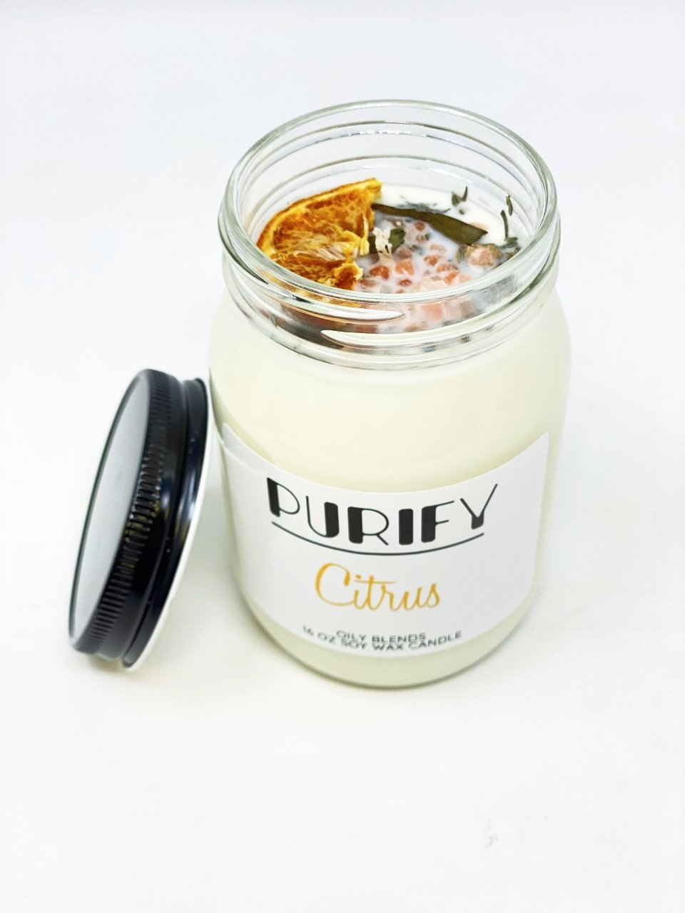 Jumbo Purify Candles with Herbs and Pink Salt - 100 Hour Burn Time Soy Wax Candles - Oily BlendsJumbo Purify Candles with Herbs and Pink Salt - 100 Hour Burn Time Soy Wax Candles
