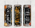 Fall License Pumpkins Flannel Football 20oz Skinny Tumbler