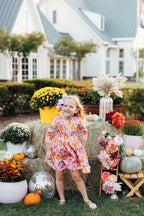 Pumpkin Party 3/4 Sleeve Pocket Twirl Dress