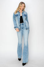 Risen High-Rise Bootcut Western Jeans — Light Wash with Light Distressing & Modern Cowgirl Silhouette (Sizes 1, 5, 9 and 15 remaining)