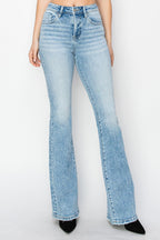 Risen High-Rise Bootcut Western Jeans — Light Wash with Light Distressing & Modern Cowgirl Silhouette (Sizes 1, 5, 9 and 15 remaining)