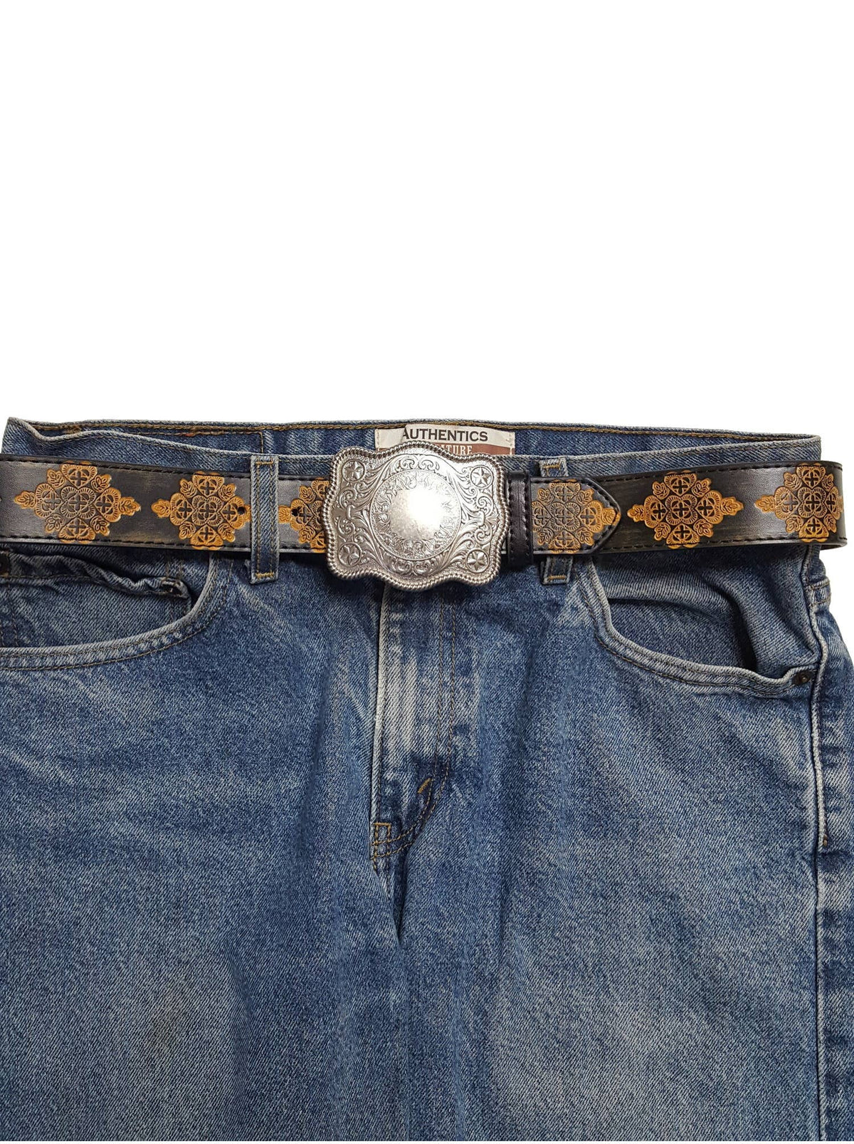 Western Matte Silver Plaque Buckle — Star Detail (Buckle Only)